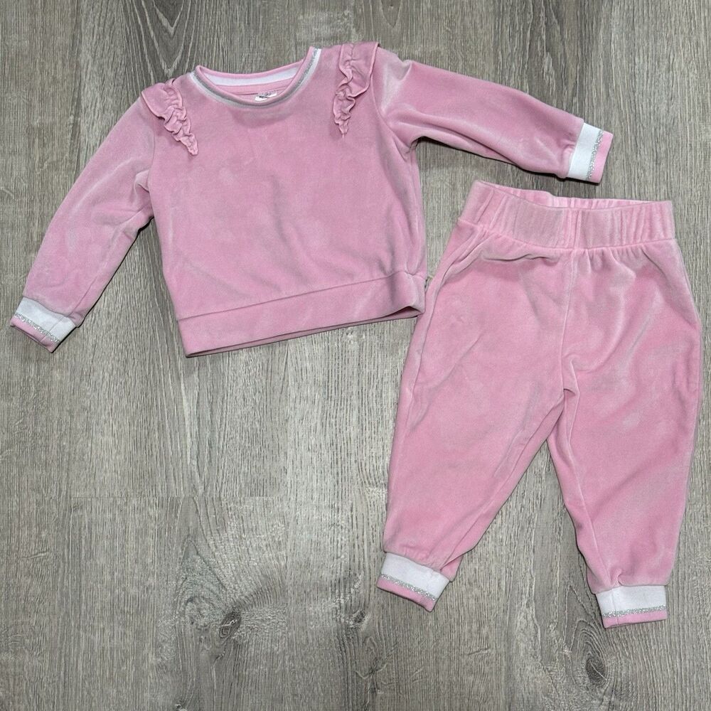 90 Degree by Reflex Baby Velour Little Blossom Jogger 18M Pink Great Condition